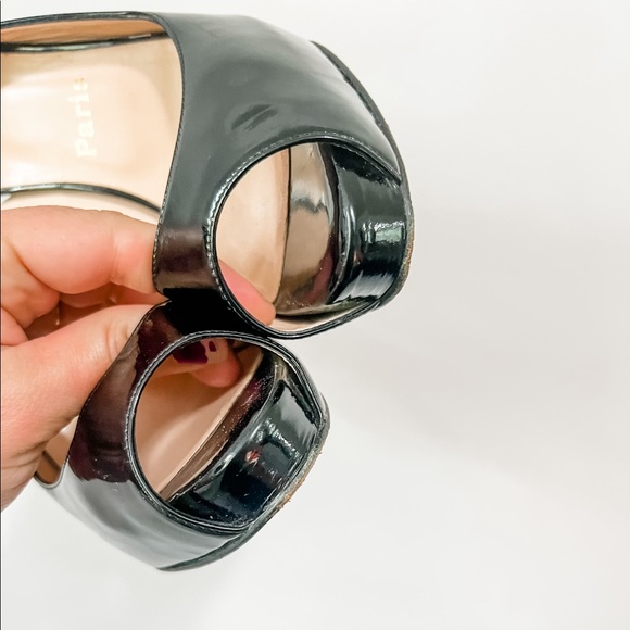 Christian Louboutin Platform Peeptoe Heels Black Patent Leather - Picture 7 of 7